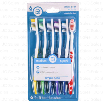 Brush Buddies Simple Clean Toothbrush - Medium, 12 Per Box
