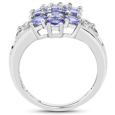 Bague de fiançailles en argent sterling avec tanzanite véritable de 2,21 carats