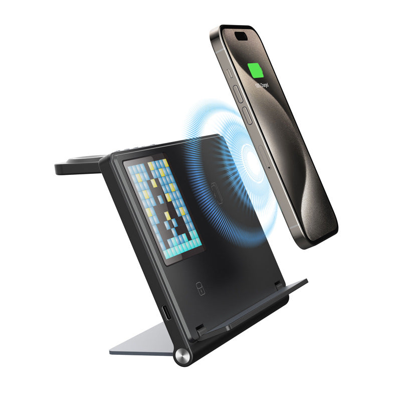 Trending Products Portable 5-in-1 Pixel Animation Foldable Wireless Charger Stand Pad for Mobile Phone Smart Watch Earphone - Korvel