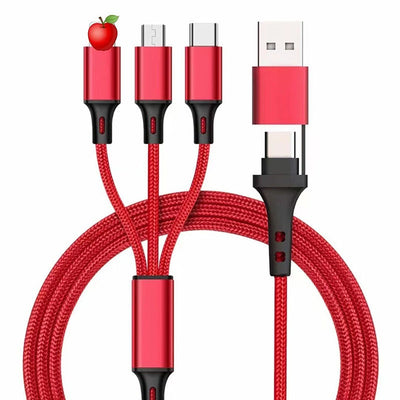 PD two to three braided data cable Type-C three in one car phone charging cable USB multifunctional charging - Korvel