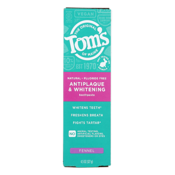 Pasta de dientes Tom's of Maine Antiplaque y Blanqueadora de Hinojo 4.5 oz