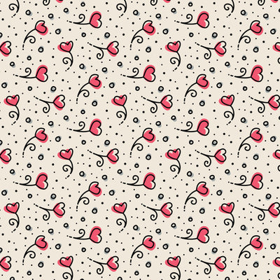 Tissu en coton Pink Heart Blossoms Love Ink - 44"/45" par yard