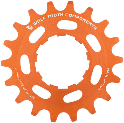 Engranaje de Aluminio de Velocidad Única Wolf Tooth - 18t para Cadenas de 3/32" - Naranja