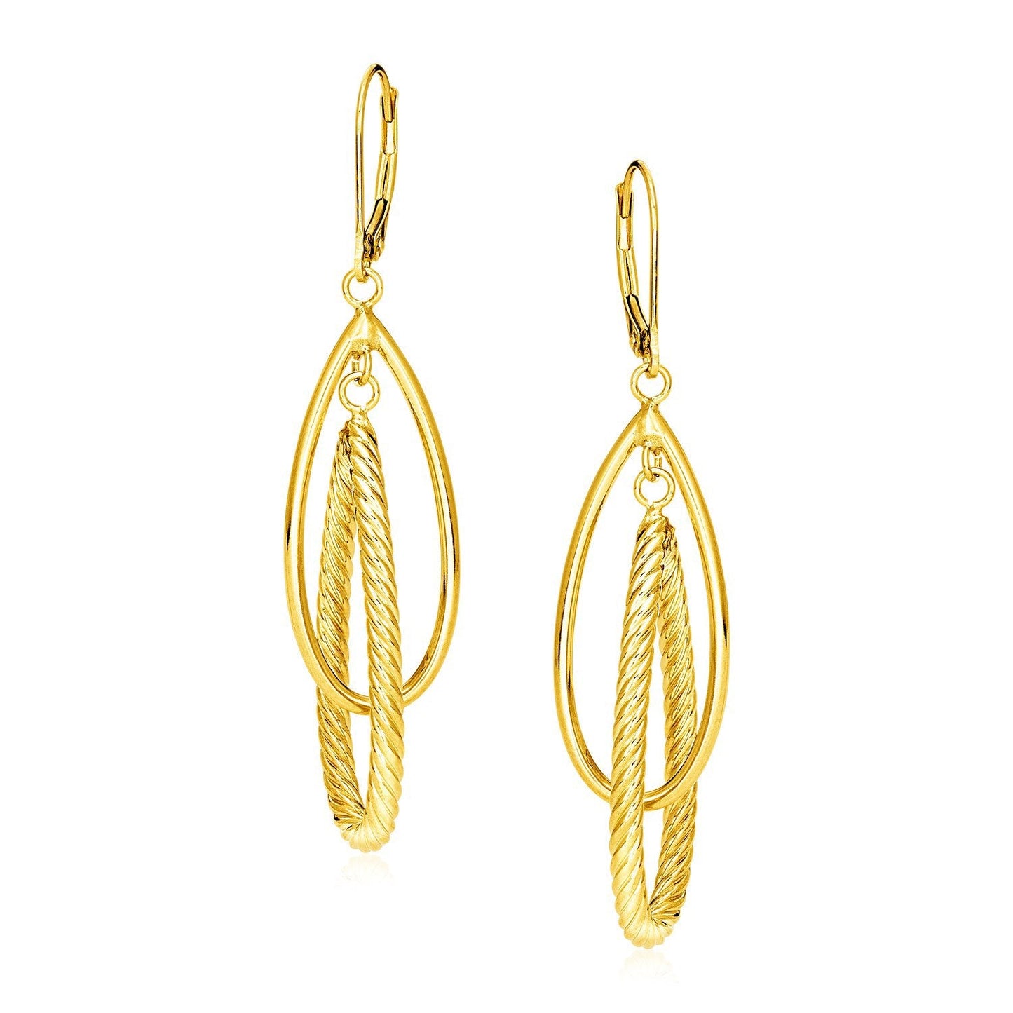 14k Yellow Gold Teardrop Dangle Earrings