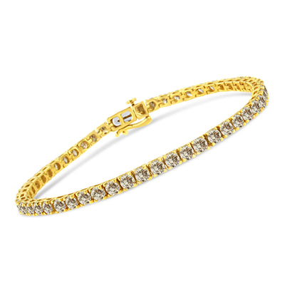 Pulsera de Tenis de Diamantes de Plata Esterlina Baño de Oro de 14K - 8.0 Cttw