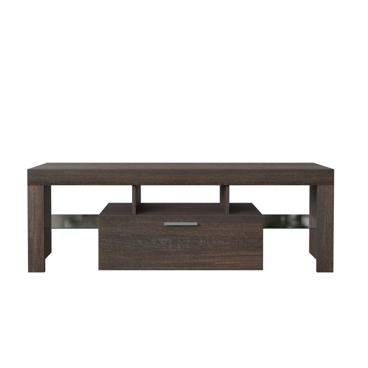 Meuble TV moderne marron avec éclairage LED - Assemblage rapide