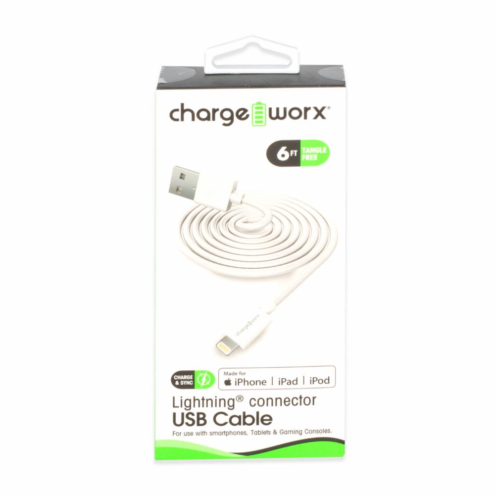 Chargeworx 6ft Lightning Cable - White