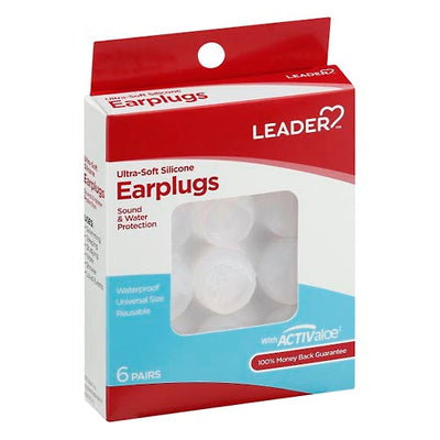 Leader Ultra Soft Silicone Earplugs - 6 Pairs