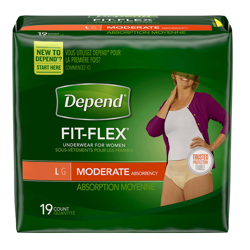 Depend FIT-FLEX Incontinence Underwear, Moderate, Large 19 Pack