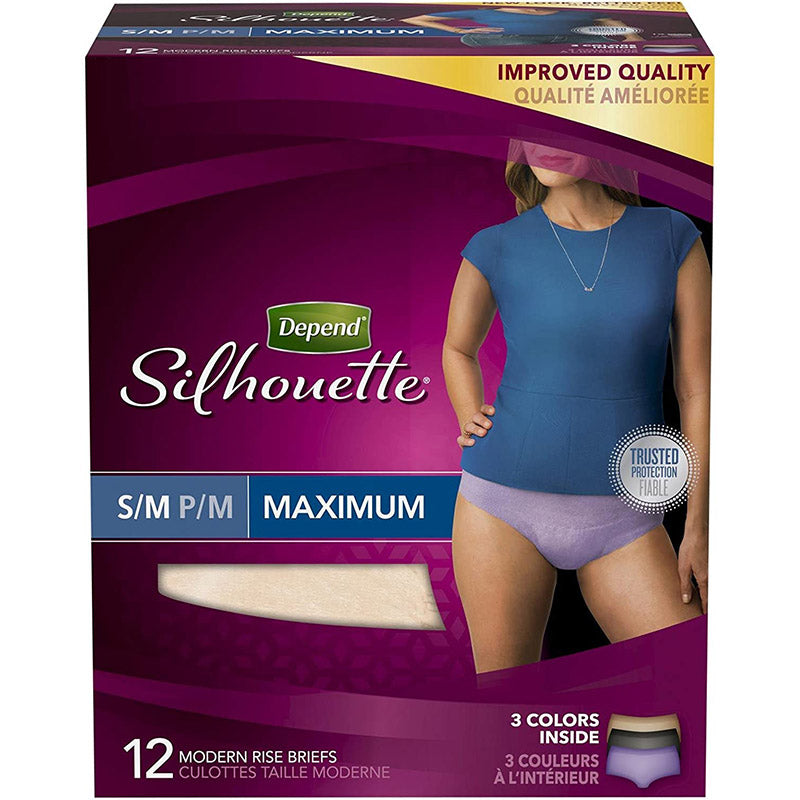 Depend Silhouette for Women Briefs - Maximum Absorbency S/M
