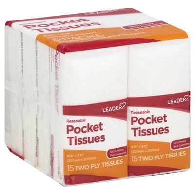 Leader Pocket Tissues - Resealable Two Ply Pack