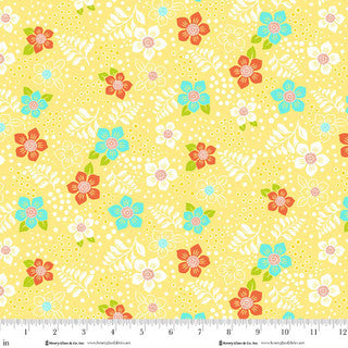 Tela de Algodón Floral Moderna Amarilla Jubilee - 44" / 45" por yarda