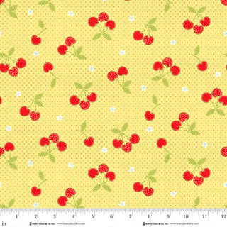 Tela de algodón Jubilee Yellow All Over Cherries - 44" / 45" por yarda