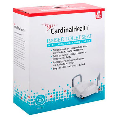 Cardinal Health Raised Toilet Seat with Lock and Padded Arms
