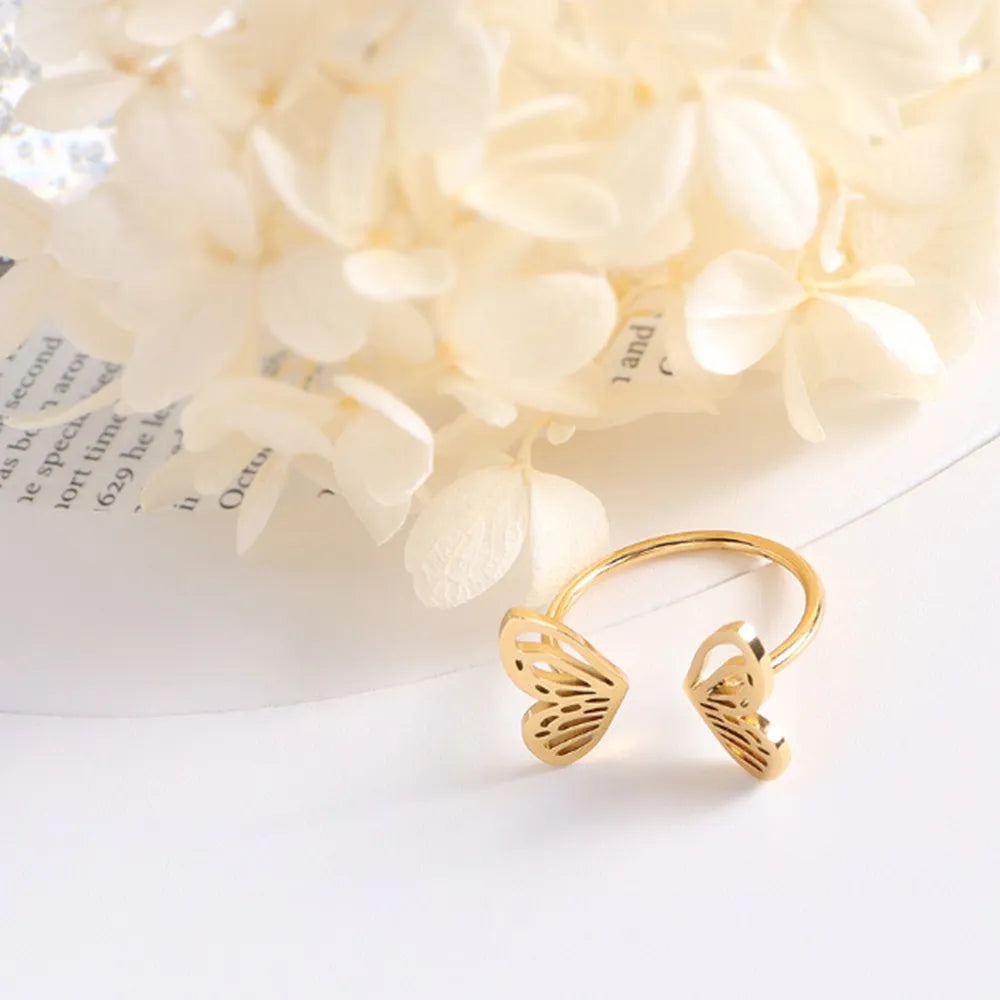 Titanium Steel Butterfly Open Ring - Korvel