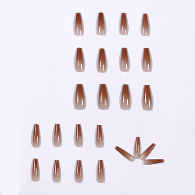 Ice Transparent Color Coffee Long Ballet Fake Nail Set