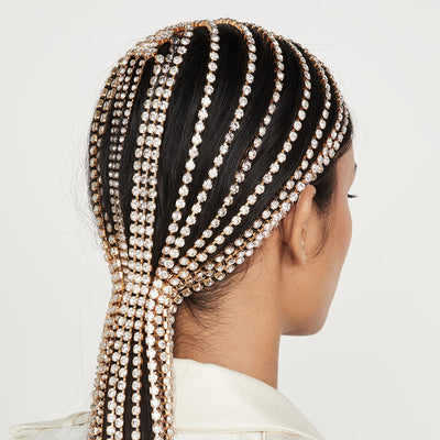 Rhinestone Long Tassel Headpiece - Exaggerated Personality Headband