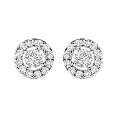 14K White Gold Lab-Grown Diamond Floating Halo Stud Earrings