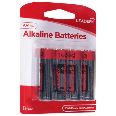 Leader Alkaline AA Batteries, 1.5V Long-Lasting Power, 8 Count Pack