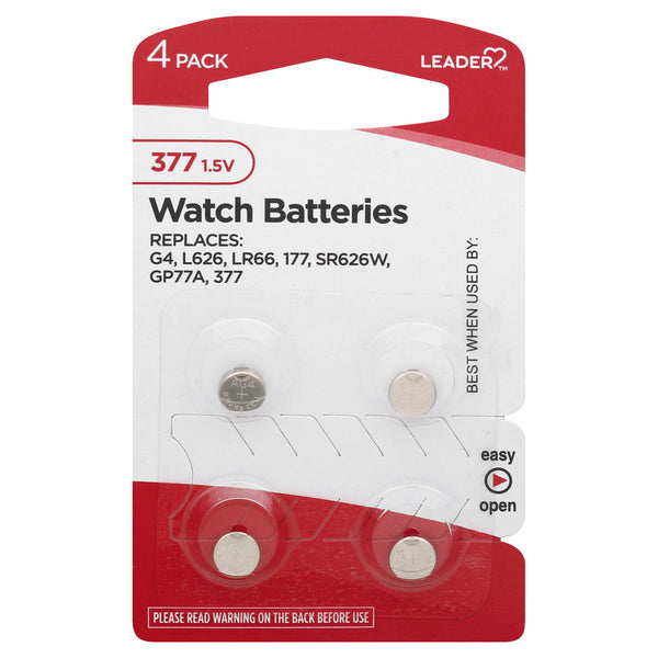Batería de Reloj Leader 377, SR626SW Óxido de Plata, 4 Contenido