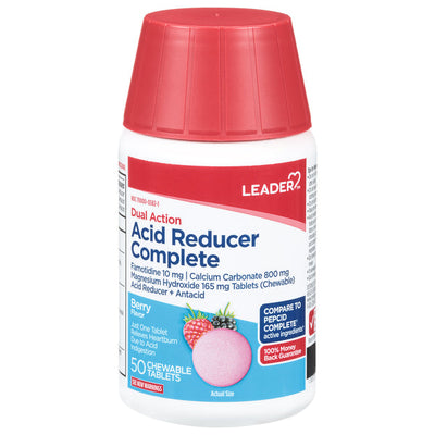 Leader Health Care Acid Reducer Complete, Berry Flavor Chewable Tablets