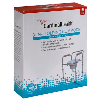 Cardinal Health 3-in-1 Commode with Fixed Arms - Gray