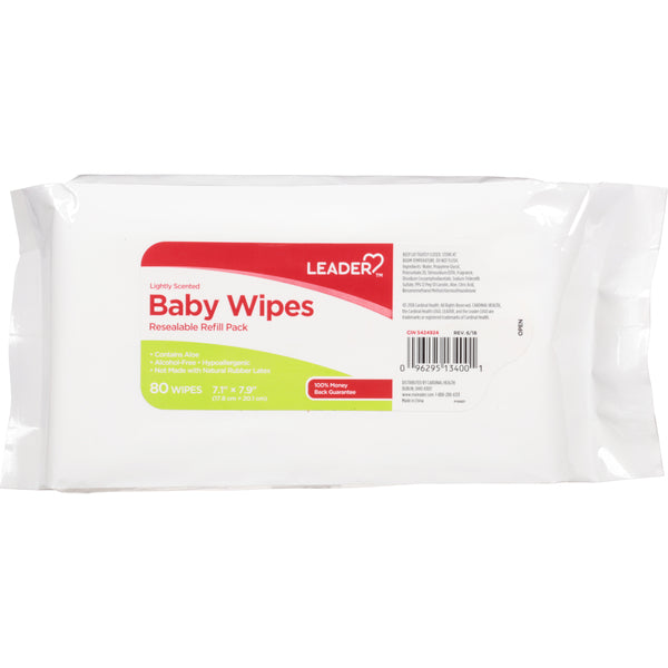 Toallitas para Bebés Leader, Ligeramente Aromatizadas, Paquete de Recarga Re sellable, 80 Contenido