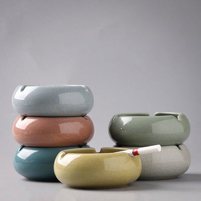 Ceramic ashtray home living room office personality creative retro anti-fly ash ashtray - Korvel