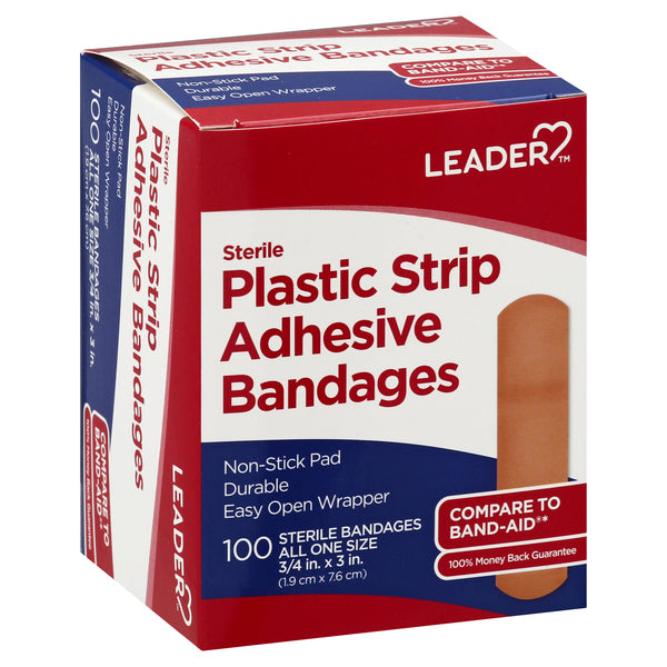 Bandages adhésifs en plastique Leader - Premiers secours stériles