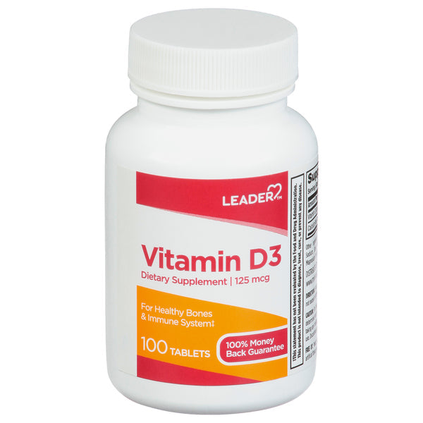 Leader Vitamin D 5000 IU Tablets - 100 Count