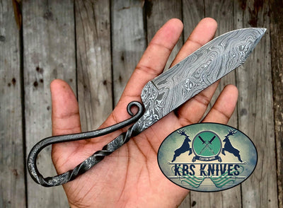 Premium Handcrafted Damascus Steel Full Tang Knife with Leather Sheath - Korvel