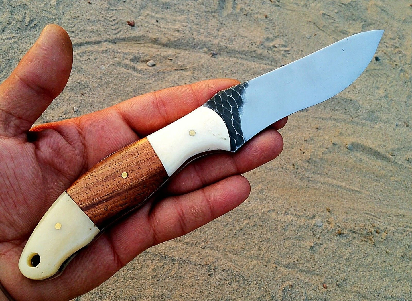Bespoke Artisan Hunting Knife with Unique Stone Finish - Korvel
