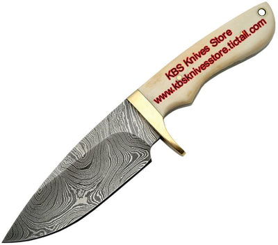 Premium Custom Damascus Steel Hunting Knife with Elegant Bone Handle - Korvel