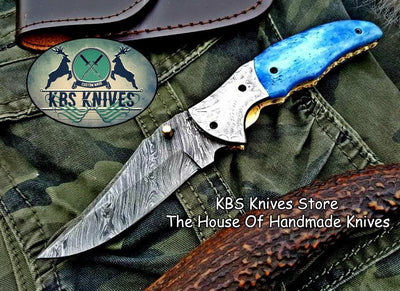 Exquisite Custom Damascus Steel Folding Pocket Knife - Korvel