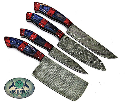 Exquisite Handmade Damascus Steel Kitchen Knife Set - Full Tang Design - Korvel
