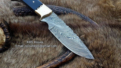 Premium 9-Inch Damascus Steel Hunting Knife with Buffalo Horn Grip | KBS Knives Store - Korvel