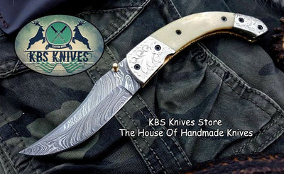 Exquisite Handmade Damascus Steel Folding Knife - Korvel