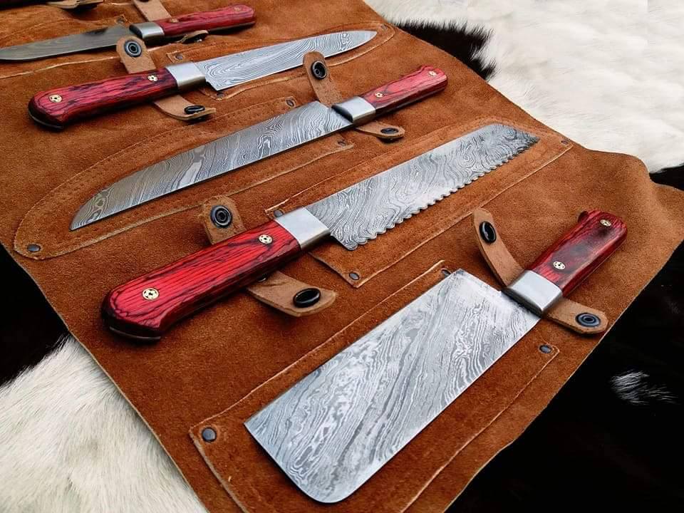 Premium Full Tang Handmade Damascus Steel Chef Knife Set - Korvel