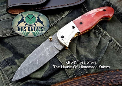 Artisan Crafted Damascus Steel Folding Pocket Knife - Korvel