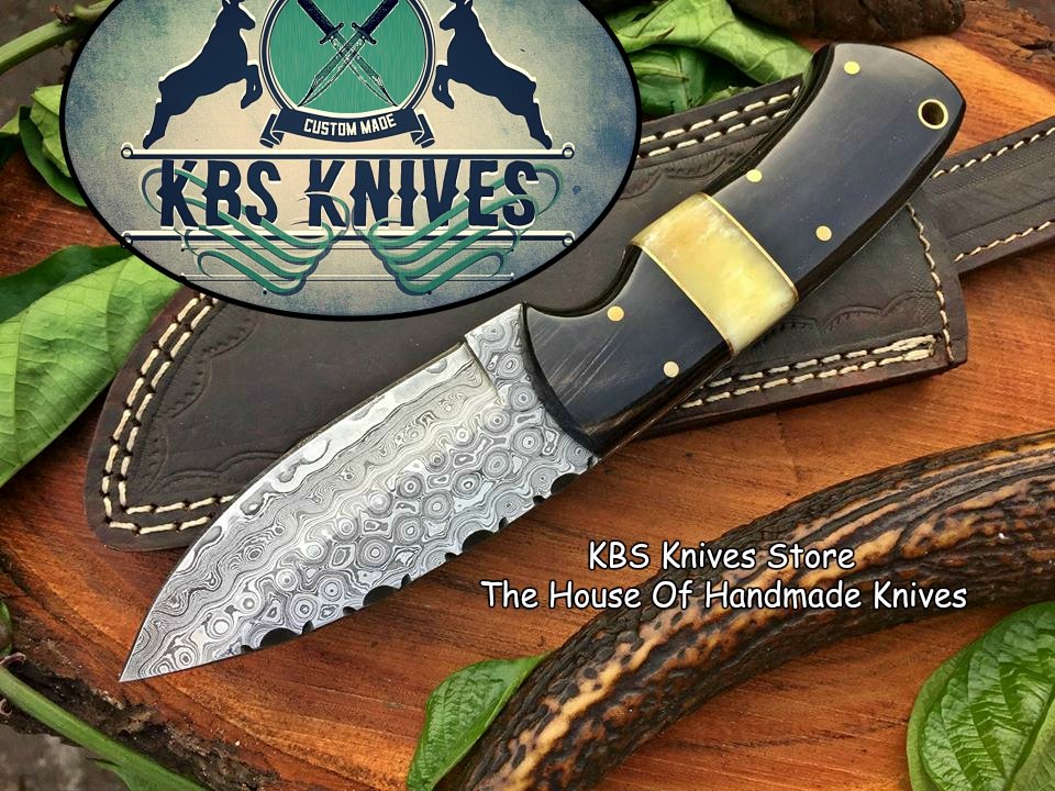 Premium Custom Raindrop Damascus Steel Hunting Knife for EDC & Skinning - Korvel