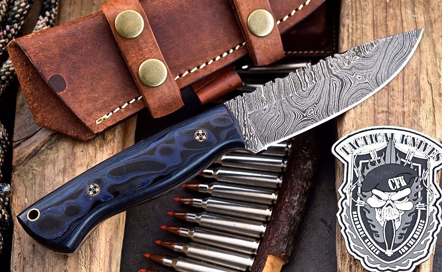 Premium Handmade Damascus Steel Skinning Knife - Korvel