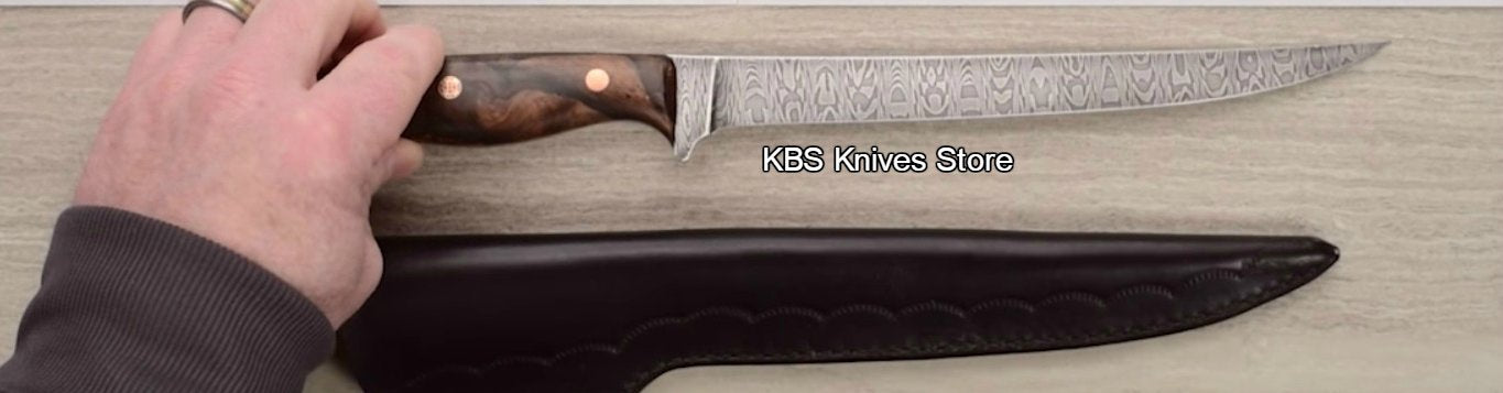 Premium 7" Damascus Steel Fillet Knife with Leather Sheath - Korvel