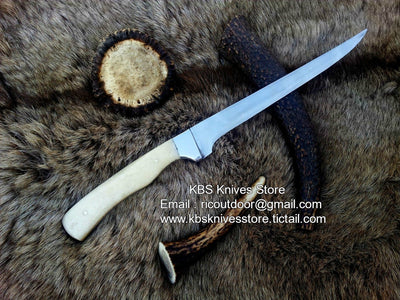 Premium D2 Steel Fillet & Boning Knife with Elegant Rose Bone Handle - KBS Knives - Korvel