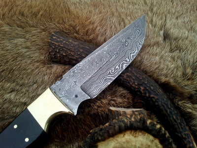 KBS Knives: Premium Handmade Fixed-Blade Hunting Knife | Unique Raindrops Damascus Steel | 10-Inch - Korvel