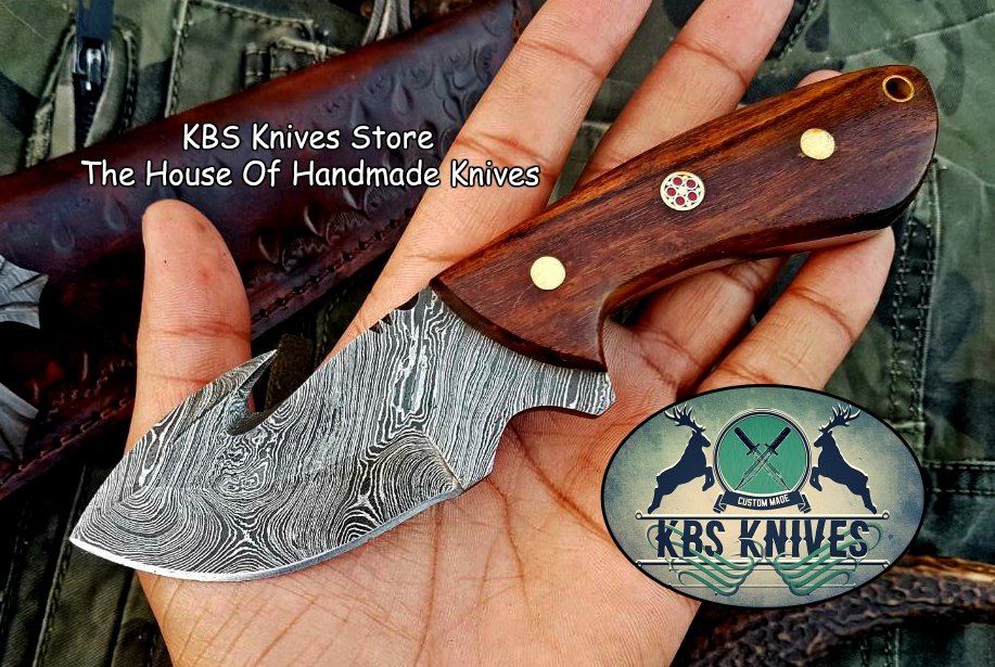 Premium Custom Damascus Steel Guthook Skinning Knife - Korvel