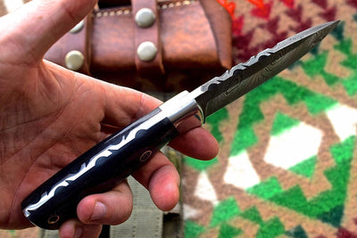 Premium Custom Damascus Bushcraft Skinner Knife with Micarta Handle - Korvel