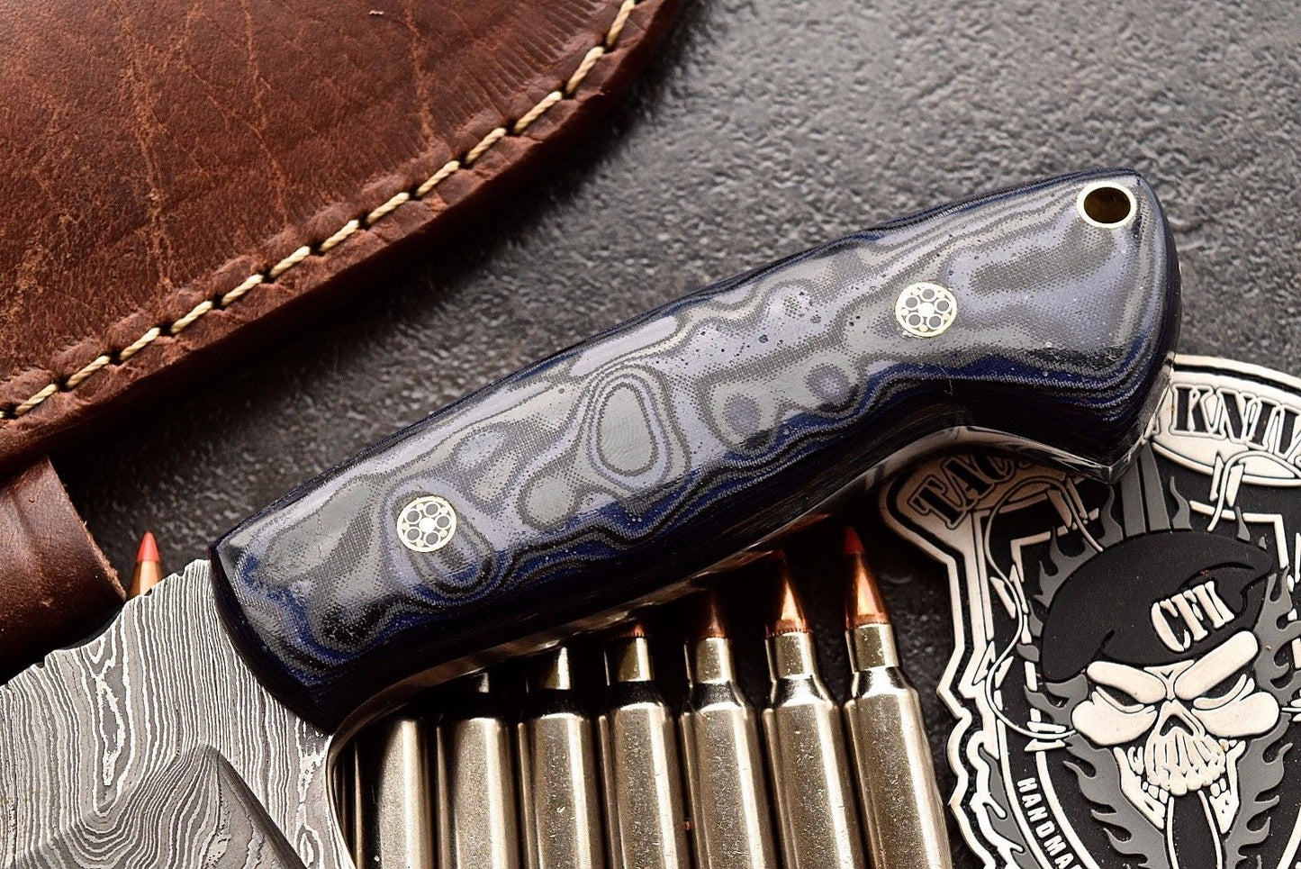 Premium Custom Handmade Wide Damascus Skinner Knife for Hunting - Korvel