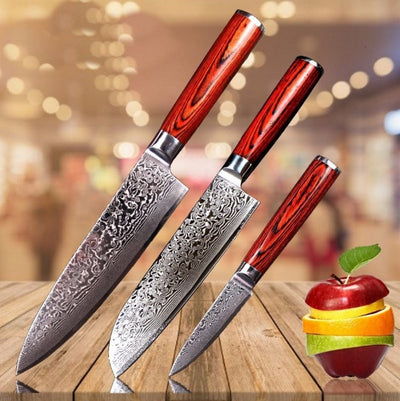 Artisan Crafted Damascus Steel Chef Knife Set - Korvel