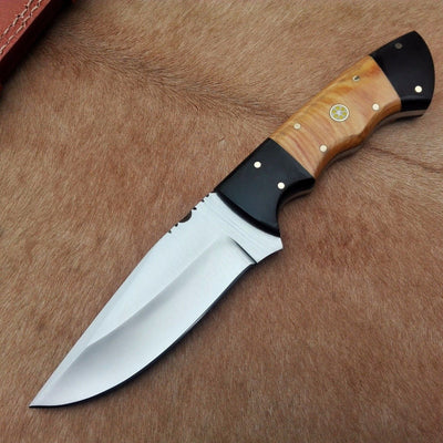Premium 1095 HC Steel Hunting Knife with Olive Wood Handle - Korvel