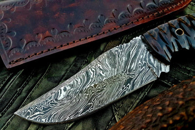 Premium Custom Firestorm Damascus Steel Hunting Knife - Korvel